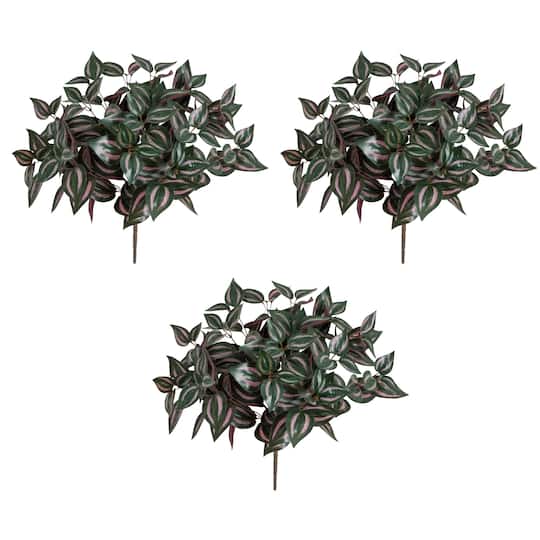 19" UV Resistant Artificial Wandering Jew Bush (Indoor/Outdoor)- Set of 3 By Nearly Natural in Green | 15" x 15" x 19" | Michaels®